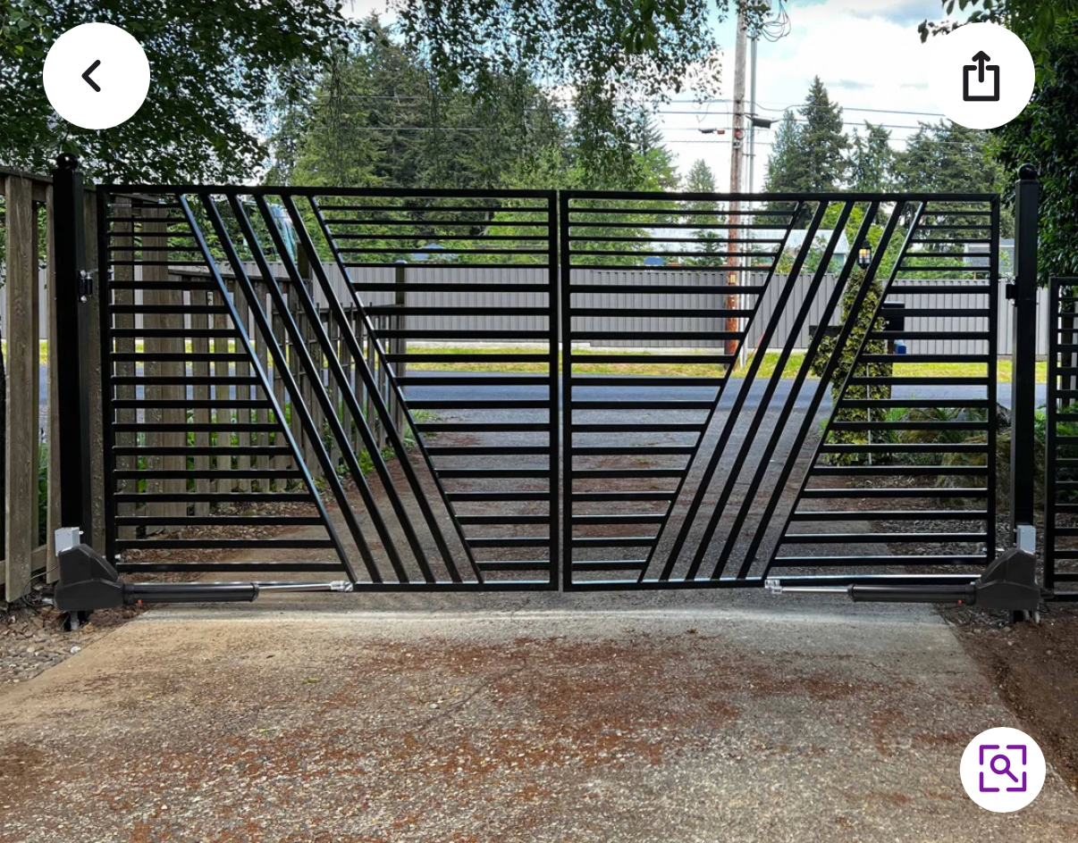 Custom modern geometric steel gate with automated operators – Fortified Fence and Weld